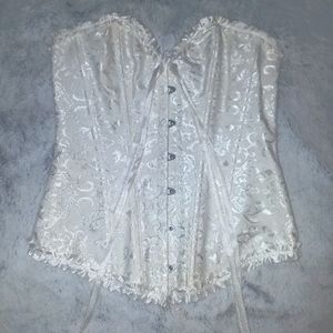 White Corset Lace Up Back / Costume Top Size Small